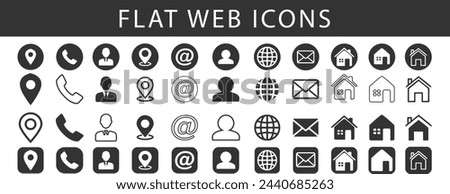 Illustration Vector Graphic of contact design template. company connection business card curriculum 
vitae icon set. Phone, website, address, location and mail logo symbol sign pack.