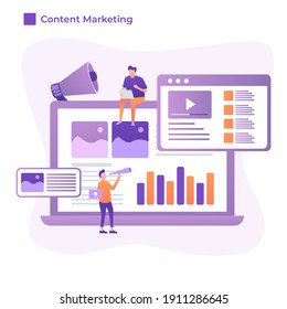 Illustration vector graphic of Content Marketing in flat design style