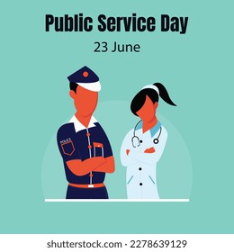 ilustración vectorial de policías y doctores juntos, perfecto para día internacional, día de servicio público, celebración, tarjeta de saludo, etc.