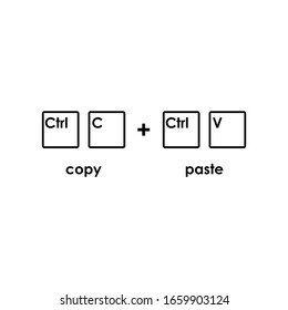 Illustration Vector Graphic of copy (ctrl + c) and paste (ctrl + v) shortcuts in black and white icon set