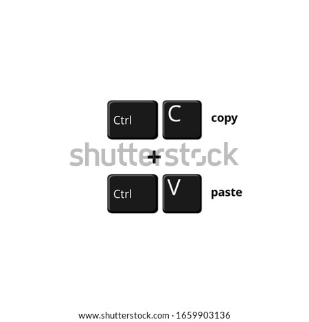 Illustration Vector Graphic of copy (ctrl + c) and paste (ctrl + v) shortcuts in notebook keyboard