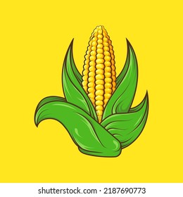 Illustration vector graphic of corn, suitable for kitchen room illustration, children's drawing book, advertisement,etc