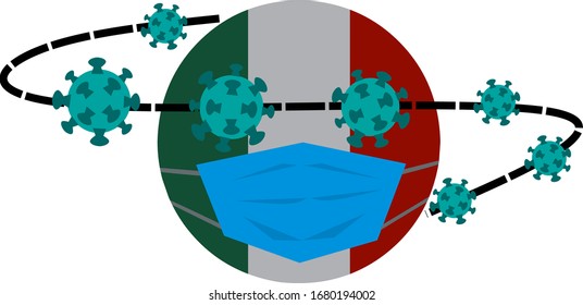 Illustration vector graphic of corona virus in Italy.  Corona virus icon and Italian flag.
Good for web design.