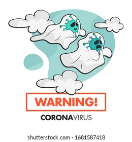 Illustration Vector Graphic of Corona Virus Warning from the Air with Ghost Concept, Good for Banner, Social Media, and All Design Needs