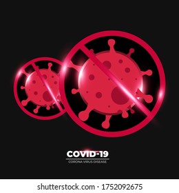 Ilustración vectorial gráfico del símbolo de advertencia del virus de la corona para la acción de prevención Covid-19 bueno para el contenido de los medios sociales y fondo cuando el accidente pandémico. Campaña contra Covid-19