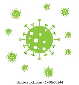 Illustration des Vektorgrafikkorona-Virus mit grüner Farbe