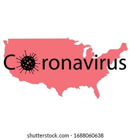 Illustration vector graphic of Coronavirus outbreak warning against a USA map background. Corona virus outbreak with USA map. Pandemic and corona virus outbreaks. vector illustration.