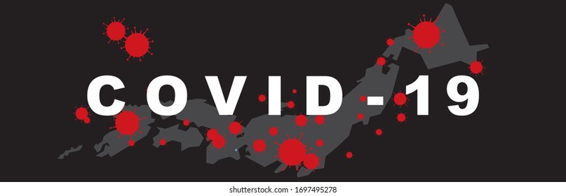 Illustration vector graphic of Coronavirus outbreak warning against a Japan map background. 