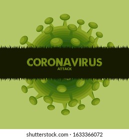 Illustration vector graphic of coronaviruses on green background. Wuhan virus disease. Corona Virus Cell Vector Illustration. Good for template background, banner, poster, etc. 