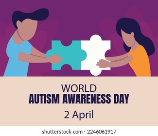 illustration vector graphic of a couple is combining two puzzles, perfect for international day, world autism awareness day, celebrate, greeting card, etc.

