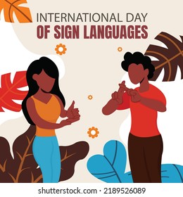 ilustración vector gráfico de una pareja está demostrando lenguaje de señas, perfecto para el día internacional, señal de día de idiomas, celebración, tarjeta de saludo, etc.