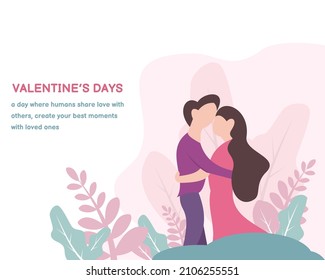 illustration vector graphic of a couple hugging in the garden, perfect for religion, culture, holiday, valentine, greeting card, etc.