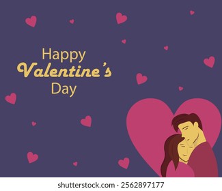 illustration vector graphic of a couple of lovers hugging, displaying a heart background, perfect for international day, happy valentines day, celebrate, greeting card, etc.