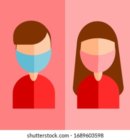illustration vector graphic of a couple with a mask. Perfect for health service advertisements 