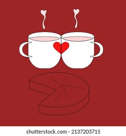 Illustration vector graphic of a couple of mug with love images  for cafe logo, icon, sticker, design of mug, etc.