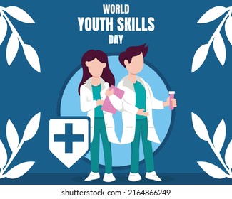 ilustración vectorial de un par de enfermeras que sostienen sus respectivos equipos de trabajo, perfecto para el día mundial de las habilidades de la juventud, celebración, tarjeta de saludo, etc