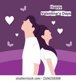 illustration vector graphic of a couple standing back to back, perfect for religion, holiday, culture, valentine, greeting card, etc.