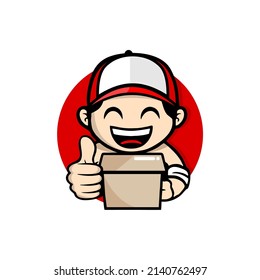 illustration vector graphic for courier mascot logo happy