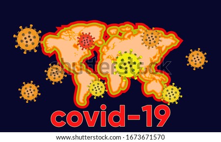 Illustration vector graphic of covid-19 corona virus spread on world map hotspots background. Coronavirus outbreak. Vector illustration EPS10.
