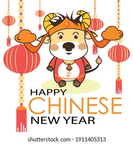 
illustration Vector graphic of cow characters, to commemorate Chinese New Year in accordance with the zodiac in 2021, namely the zodiac of the cow