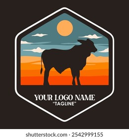 Illustration vector graphic of COW SILHOUETTE OUTOOR LOGO VECTOR ILLUSTRATION for apparel design merchandise, such as logos on product packaging
