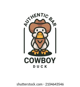 Ilustración vectorial gráfico del pato Cowboy, bueno para el diseño del logo