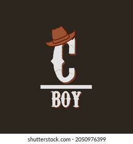 Illustration Vector Graphic of Cowboy Text With Hat Suitable for Background,Poster,Banner,etc.