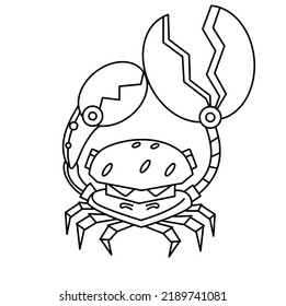 Illustration Vector Graphic Of Crab Burger Robot With Big Claw Outline Color Book Perfect For Cloring Book