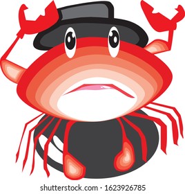 illustration vector graphic of crab performances on a rock. Perfect for decoration product, sticker, est.