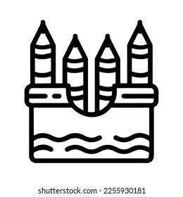 Illustration Vector Graphic of  crayons paint, school draw, pencil icon. Line drawing. Black.