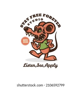 Illustration vector graphic of Crazy Rat, good for logo design