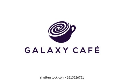 illustration vector graphic of creative, modern, simple, flat, unique, sophisticated, negative space, abstract mark, combination mark for galaxy and coffee or cafe logo design