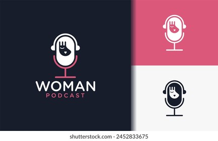 Illustration vector graphic of creative Women podcast logo icon design template. Beauty, talk, mic, premium vector