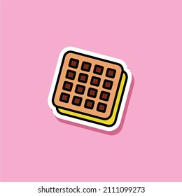 Illustration vector graphic of Croffle. Croffle retro style isolated on a pink background. The illustration is Suitable for Banner, flyers, stickers, Card, etc.