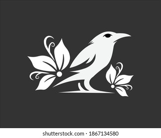 illustration vector graphic of crow with flower good for company logo