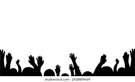 Illustration vector graphic of crowd silhouette with their hands up in the air