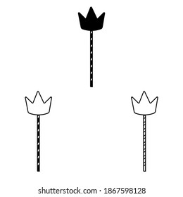 Gráfico vectorial de ilustración de coronas en un conjunto de iconos de punzada. Concepto de diseño plano. Perfecto para ícono, afiche, banner, web, etiqueta, signo, símbolo, tarjeta, plantilla, aplicación, etc.