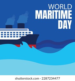 illustration vector graphic of cruise ship sailing on the ocean, perfect for international day, world maritime day, celebrate, greeting card, etc.