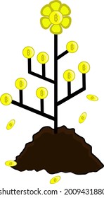 Illustration vector graphic of cryptocurrency stock investment money tree Perfect for, business,Wallpaper HD,print screen,logo and banner