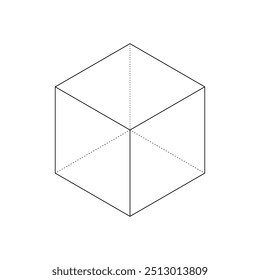 Gráfico vetorial de ilustração do contorno do cubo isolado em fundo branco.