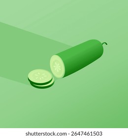 Illustration vector graphic cucumber isolated on a green background.
