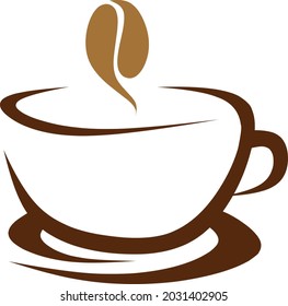 Ilustración vectorial gráfica de una taza de bebida con café sobre ella. Perfecto del logotipo o símbolo para las características de comercialización