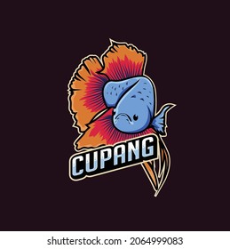 illustration vector graphic of cupang fish mascot logo design template