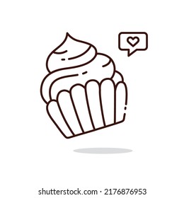 Illustration vector graphic of Cupcake. Cupcake line art style isolated on a white background. The illustration is suitable for book menus, banners, flyers, stickers, cards, etc.