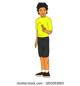 Illustration vector graphic of Curly Boy. Perfect for education book, school posters, children's magazine, etc.