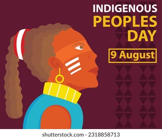 illustration vector graphic of a curly-haired woman from a tribe, perfect for international day, indigenous peoples day, celebrate, greeting card, etc.