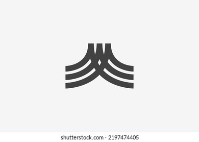 Ilustración vectorial gráfico de líneas geométricas curvadas de montaña.