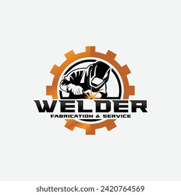 Illustration vector graphic of custom welding fabrication work company logo design template