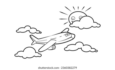 Vektorgrafik süßer Flugzeuge, gut für Kinder-Farbbuch