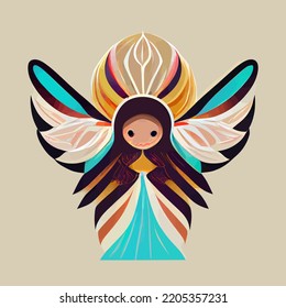 illustration vector graphic of cute angel in hand draw style perfect for t-shirt, baby or kid product or edit and customize your design